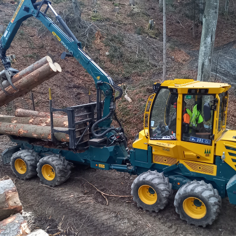 Forwarder Kran im Einsatz (© Graubünden Holz) Forwarder Kran im Einsatz