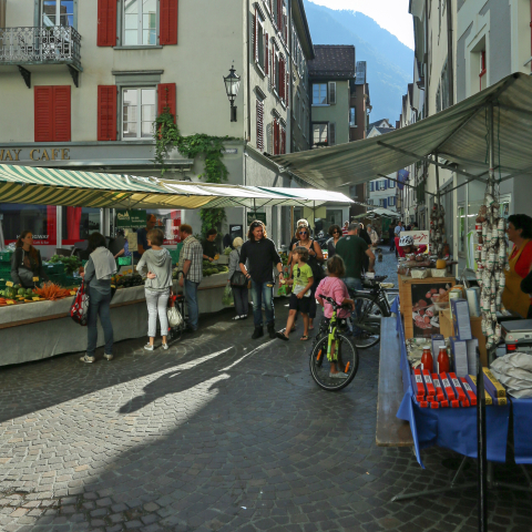 Wochenmarkt in der Churer Altstadt