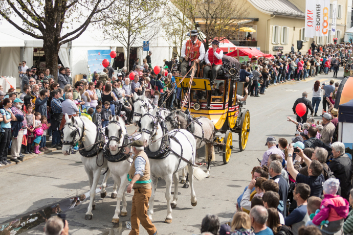 Gotthard Pferdepost am Festumzug in Ilanz